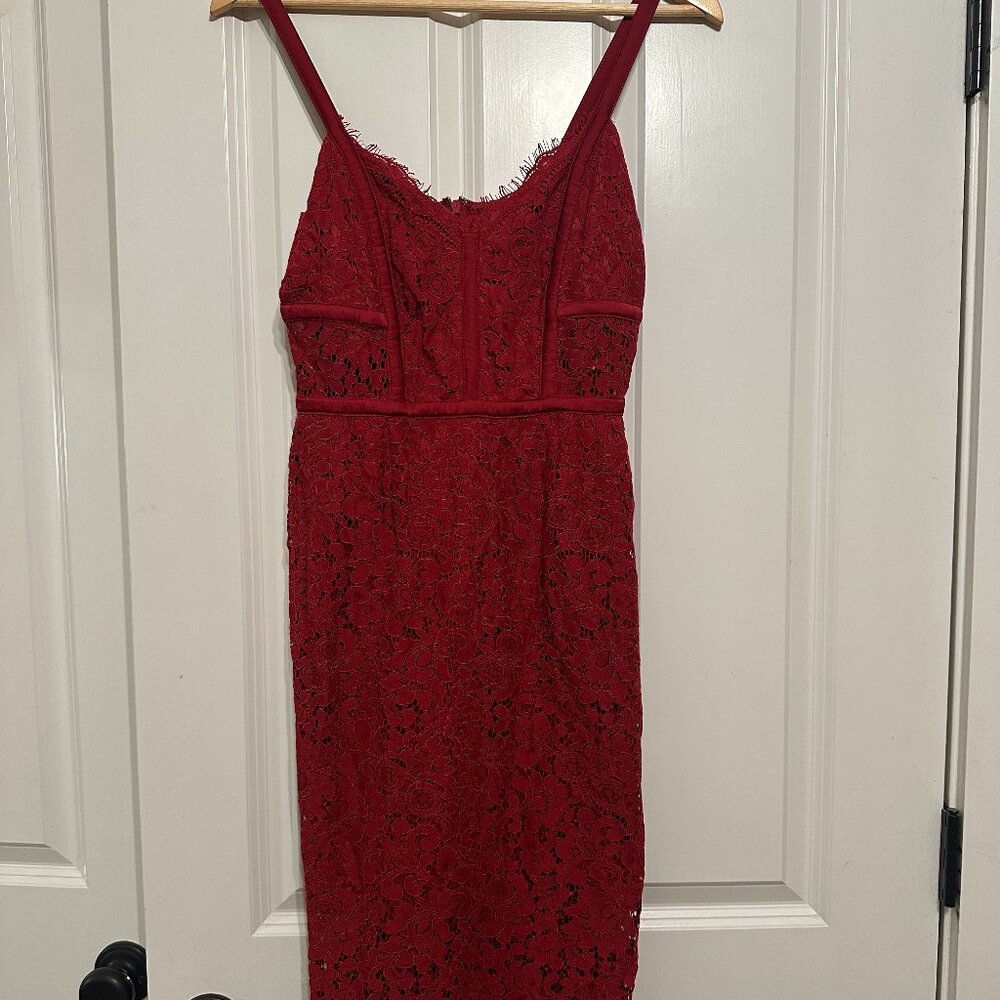 Red Lace Express Midi Dress - Size 2